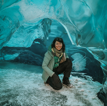 Engagement Manager Carolyn Auwaerter at the Mendenhall Glacier ice caves.